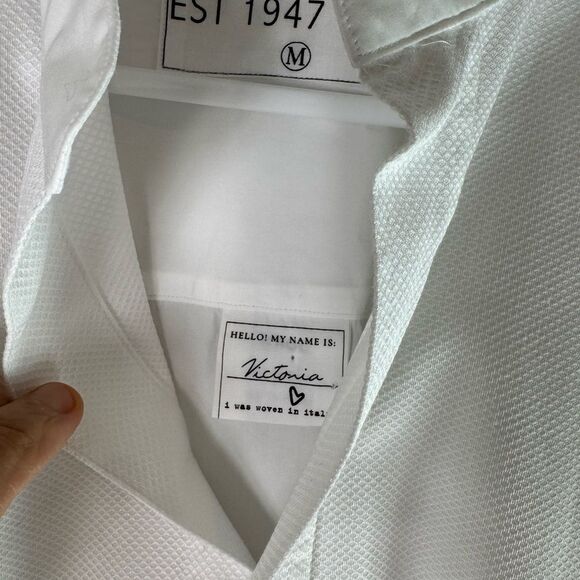 Frank & Eileen Victoria White Shirt | Italian Cotton Button Up Size M - Picture 5 of 12